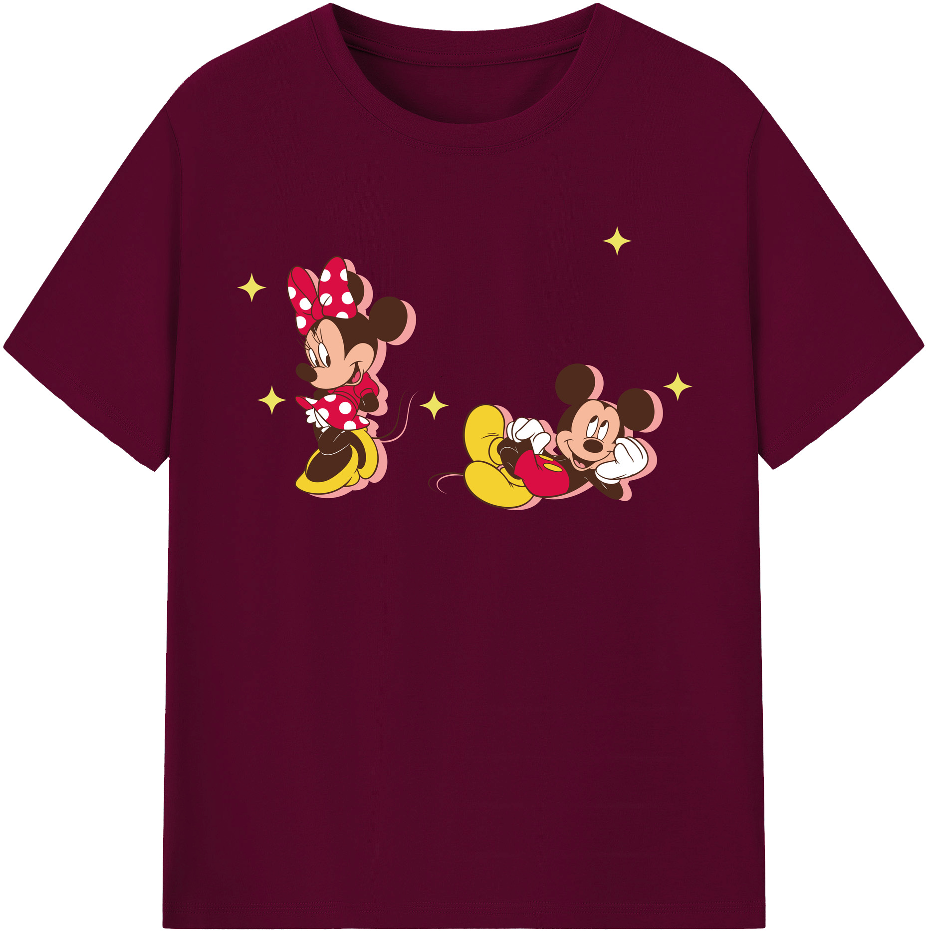 （画像用） ミッキーマウス Mickey Mouse レディースカジュアルプリントTシャツ（綿100％）